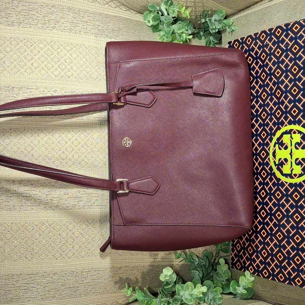 Tory Burch Robinson Burgundy Tote